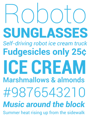 Styles: 18 (9 weights + italics)
Designer: Christian Robertson
Commercial use: OK
Web Font: Google Web Font
Apache license