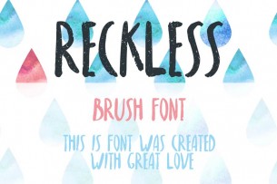 Reckless is a free handwritten font with brush. It comes with uppercases and also featuring Latin extended characters. Like many other brush fonts, Reckless works well with watercolour effect designs.