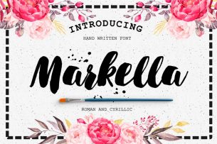 This week's free font from Creative Market featuring the beautiful handwritten brush font Markella.