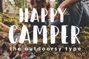 The Happy Camper font is a brush lettered typeface, inspired by happy campers everywhere!