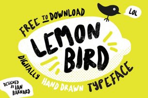 Lemon Bird is a quirky digitally hand drawn typeface made free by the designer Ian Barnard