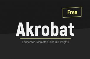 Akrobat is a free condensed geometric sans serif font family that comes with 8 weights from thin to black.