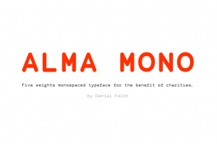 Alma Mono is a monospace font family that was created for the benefit of charities.