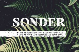 Sonder is an exploration on vintage lettering, featuring rough edges and mark-making textures in both serif and sans-serif fonts.