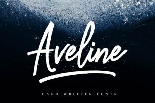 Aveline Script is a handwritten font set featuring stylised medium strokes.