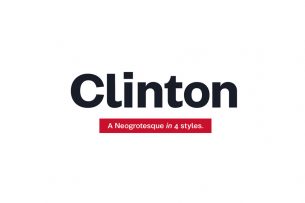 Clinton is a neo-grotesque font of the Grotesk genre inspired by the work of Swiss designers in the 1950s and 60s.