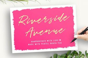 Riverside Avenue is a beautifully hand-lettered brush font that you can download for free.