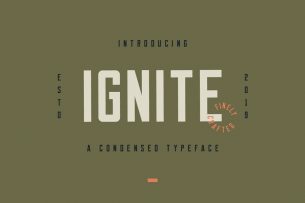 Ignite is a blocky sans serif typeface inspired by vintage lettering textbooks.
