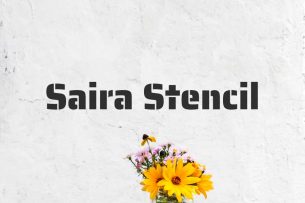 Saira Stencil One is the new stencil version of the popular Saira sans serif font.