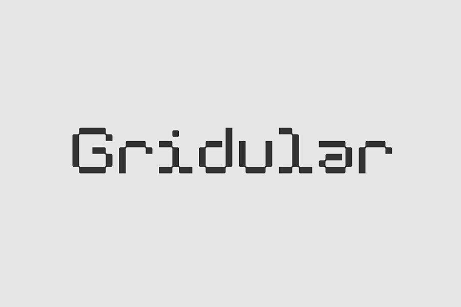 Gridular is a pixel font that was created mostly on a 5x7 grid system.