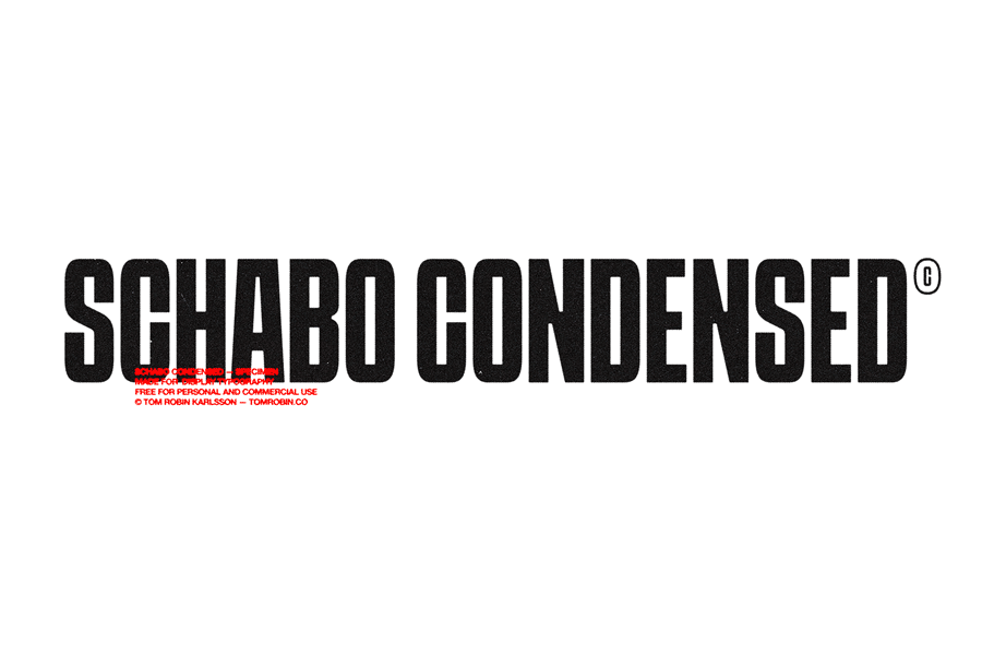 Schabo Condensed is a tall narrow display font with impactful look.
